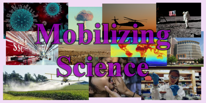 The words <q>Mobilizing Science</q> superimposed over a collage of images.